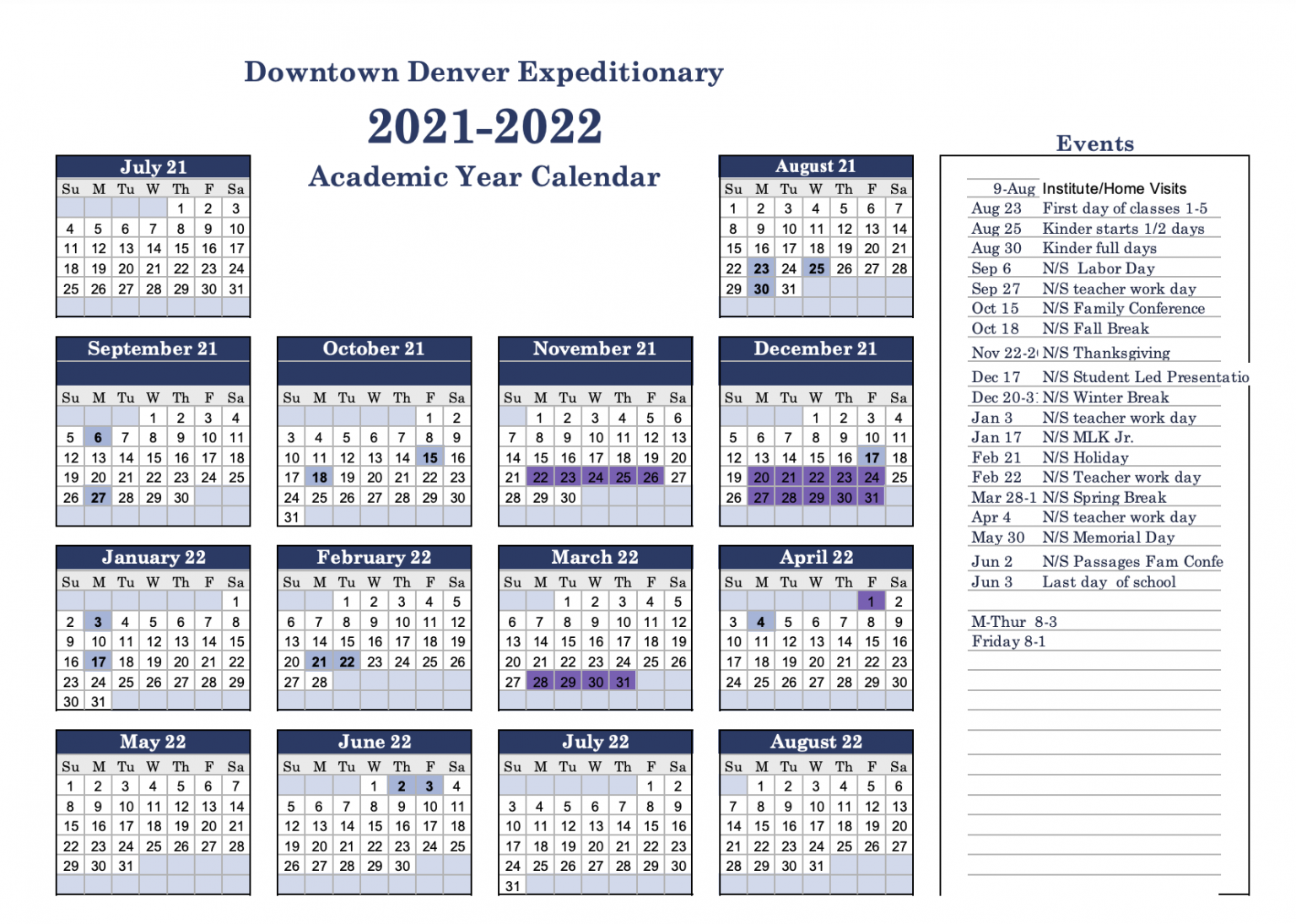 Calendar Downtown Denver Expeditionary School Downtown Denver's