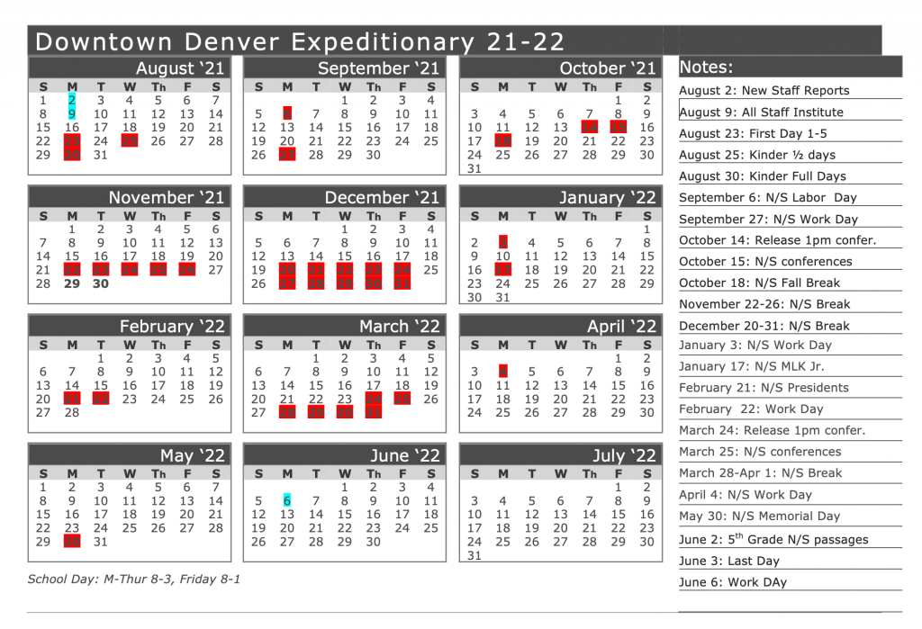 Calendar Downtown Denver Expeditionary School Downtown Denver's