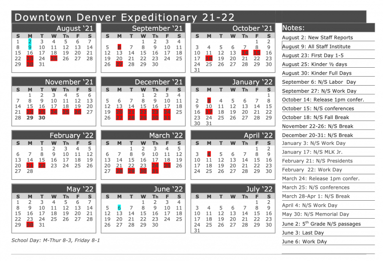 Calendar – Downtown Denver Expeditionary School – Downtown Denver's